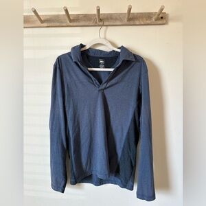 REI Long Sleeve Blue Polo Shirt Size Small